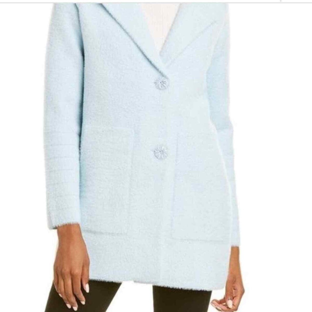 NVLT Anthropologie Light Blue Soft Short Trench Style Coat Sz XL